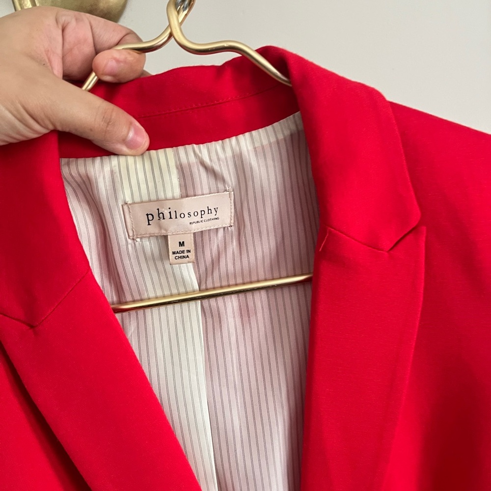 Philosophy Scarlet Women's classic luxury casual business vibrant Blazer M - Picture 3 of 9